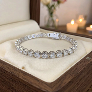Bracelet tennis en or blanc 18 carats avec diamants naturels cultivés en laboratoire, style hip-hop, certifié IGI, bijoux de mode unisexe - Product Image 1