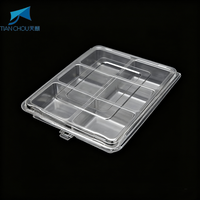 Conteneur rectangulaire à charnière en plastique PET transparent, recyclable et jetable, pour gâteaux, pâtisseries, emballages de cire fondue