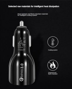 Chargeur de voiture rapide à double <span class=keywords><strong>port</strong></span> USB 18W QC3.0 Chargeur de téléphone portable USB pour téléphone pour Samsung Tablet Output Power Electric Quick <span class=keywords><strong>Char</strong></span> - Product Image 3