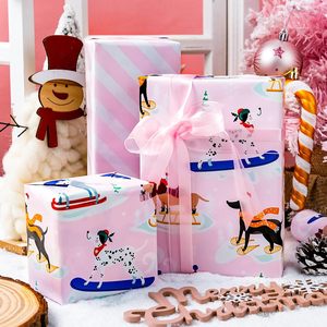 Dog Christmas <b>Wrapping</b> <b>Paper</b> Pink Reversible Roll 46.8 Square Feet Gift Craft Recyclable - Product Image 6