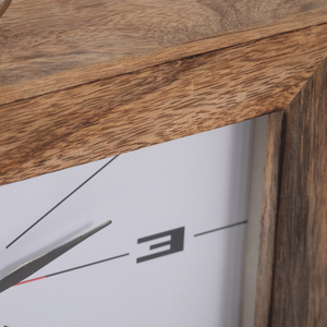 Rectangular Wood Desk Clock With Metal <b>Ring</b> Top Modern Design For Living Room Office Decorative Accent - Product Image 5
