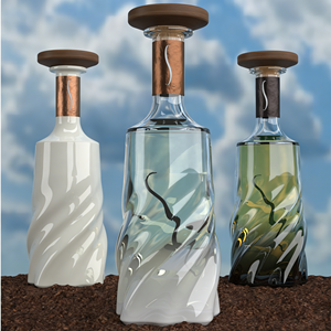 Botellas de Licor de Vidrio de Lujo Personalizadas, <span class=keywords><strong>Botella</strong></span> de Vino con Tapas para Ginebra y Absint, <span class=keywords><strong>Botella</strong></span> de Vino de Vidrio Vacía - Product Image 2