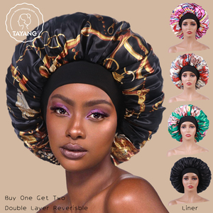 <span class=keywords><strong>Bonnet</strong></span> en Soie pour Femmes, <span class=keywords><strong>Bonnet</strong></span> de Nuit Double Couche en Satin pour Cheveux Bouclés Naturels, <span class=keywords><strong>Bonnet</strong></span> de Sommeil Unisexe <span class=keywords><strong>avec</strong></span> Bord Élastique - Product Image 3