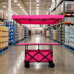 <span class=keywords><strong>Chariot</strong></span> de camping <span class=keywords><strong>pliable</strong></span> à quatre roues <span class=keywords><strong>avec</strong></span> table réglable en hauteur et <span class=keywords><strong>toit</strong></span> pare-soleil pour le shopping et le stockage, OEM disponible - Product Image 2