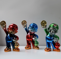 Escultura de Resina Pintada a Mano de Lujo Personalizada, Electrochapada, con Símbolo de Dólar Verde, Arte Moderno de Dibujos Animados, Decoración de Mesa para Sala de Estar