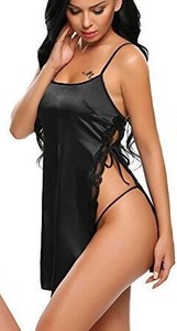 Camisón Erótico Extremo a Precios Económicos, Pijama con Abertura Lateral y Tirantes, Ropa de Dormir, Lencería Sexy de Encaje para Mujer - Product Image 6