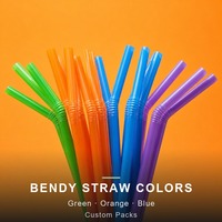 Pailles pliables en plastique PP, flexibles à 90 degrés, multicolores, pour la livraison de repas à emporter et les boissons, pliage accordéon en vrac