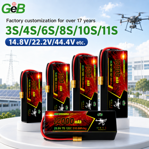 แบตเตอรี่โดรนแบบกึ่งแข็ง 3S 4S 6S 8S 12S <span class=keywords><strong>7S</strong></span> 25.9V 12000mAh พร้อมระบบป้องกัน BMS แบตเตอรี่โพลิเมอร์สำหรับโดรนสำรวจและทำแผนที่ UAV - Product Image 1