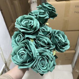 Ifg bán buôn Hoa Lụa Nhân Tạo hoa màu xanh lá cây Rose Bouquet cho sắp xếp đám cưới - Product Image 2