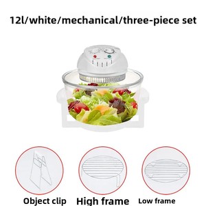 Freidora de aire multifuncional de vidrio, horno eléctrico sin aceite, con diseño de onda de luz <span class=keywords><strong>visual</strong></span>, para patatas fritas, hogar - Product Image 6