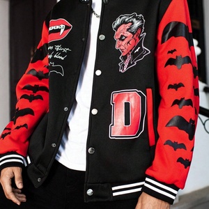 Chaqueta Varsity de Hombre Holgada con Estampado Digital de Letras y Diseño de Contraste de Colores, Estilo Hip Hop y Béisbol, con Cuello de Béisbol y Detalles Vintage de Street Fall - Product Image 3