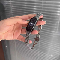 Tali Jam Tangan Logam Desainer Mewah Upro Untuk Xiaomi Mi Band 8/9 Pro Wanita, Tali Jam Tangan Pintar Logam 12mm Model Tidak Beraturan