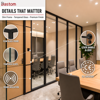 Cloison en verre simple intégrée avec cadre en aluminium de 108 mm, cloison renforcée anti-impact pour les lieux publics