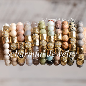 ST00174 Hammered <strong>Ball</strong> <strong>Bracelet</strong> Gray Agates Geode Druzy Amazonite Dzi Agates Stone Beads <strong>Bracelets</strong> - Product Image 1