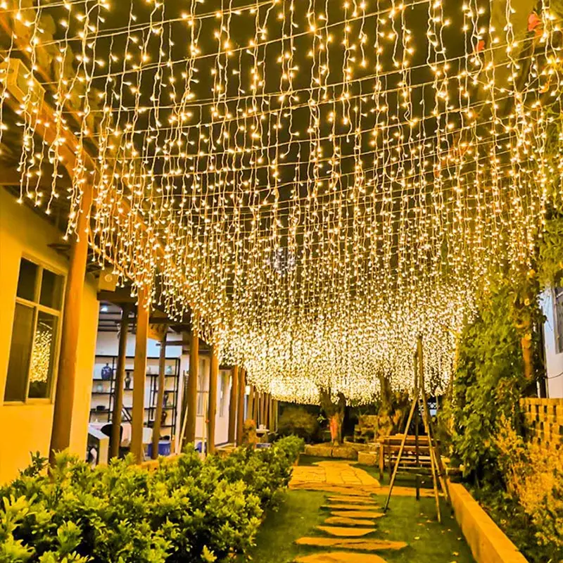 Christmas Lights Curtain Icicle String Lights 4 Meter Droop 0.4-0.6m Led Outdoor Decoration New Year Wedding Party Garland