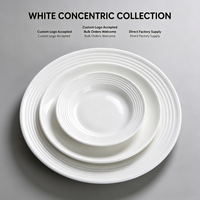 Assiettes de dîner, de soupe et de salade en porcelaine blanche pure côtelée, écologiques, en céramique contemporaine gaufrée, vente en gros d'usine en vrac