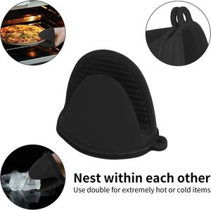 Mini-gants de four en silicone résistants à la chaleur, protège-doigts de cuisine, pinces de préhension, support de casserole avec grille de four - Product Image 4