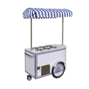 MEHEN MR4 4 sartenes Italian Gelato Cart Hard Ice Cream Cart Pozzeti Gelato Cart para restaurante