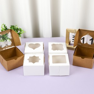 Cajas para pasteles de panadería Kraft 4X4X4 "Embalaje de postres de pastelería para pasteles Pasteles Donuts Macaroon - Product Image 2