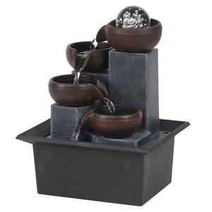 Direkt ab Werk Heimdekoration für Innenräume 4-stufiger Tischbrunnen Mini-Tischbrunnen mit LED-Licht - Product Image 3