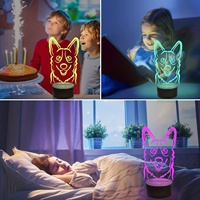 Veilleuse LED Corgi 3D à changement de couleur par contrôle tactile, blanc chaud, en ABS, à brancher, taille moyenne, pour salon