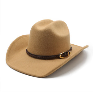 Chapeaux en feutre à large bord en laine vintage pour hommes et femmes, chapeau de gentleman, chapeau de cowgirl, chapeau de <span class=keywords><strong>jazz</strong></span>, style western cowboy - Product Image 4