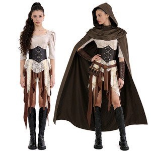 Ensemble de costumes de cosplay de pirate médiéval avec cape et corset pour femmes, tenue de jeu de rôle pour Halloween - Product Image 1