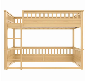 <span class=keywords><strong>Lit</strong></span> superposé en bois pleine grandeur avec garde-corps de 21,7 pouces, se transforme en deux lits simples, design sur pied, économise de l'espace pour adolescents et adultes - Product Image 5