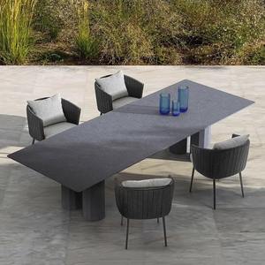 Conjunto de Mesa y Sillas de Jardín Minimalistas Nórdicas para 6 Personas, de Metal Resistente a la Intemperie, para Balcón, Patio, Hotel - Product Image 2