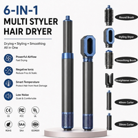 Máquina Multistyler para el Cabello 6 en 1 de Alta Velocidad con Iones Negativos de 110000 RPM, Herramientas de Peinado, Cepillo de Aire Caliente, Secador y Rizador en un Solo Paso