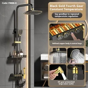 Promozionale oro nero Display digitale bagno vasca da bagno miscelatore rubinetto caldo freddo doccia sistema Set