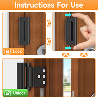 Serrure de renforcement de porte haute sécurité en alliage d'aluminium moderne avec plaque de protection pour usage domestique et hôtelier, installation facile