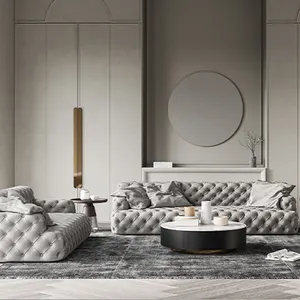 La vida moderna habitación de cuero genuino de lujo muebles suave nórdica sofá del salón de los fabricantes de diseños