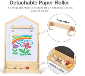 Chevalet d'art extra large pour enfants avec tableau magnétique double face et <span class=keywords><strong>support</strong></span> de rangement <span class=keywords><strong>à</strong></span> <span class=keywords><strong>roulettes</strong></span> pour la conception personnalisée de maisons - Product Image 5
