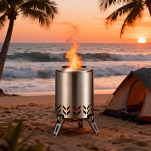 Réchaud à <span class=keywords><strong>bois</strong></span> pliable pour le camping, en titane, léger, pour la randonnée, équipement de randonnée ultraléger, <span class=keywords><strong>bushcraft</strong></span> - Product Image 3