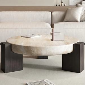 Mesa de centro de mármol de diseñador moderno nórdico para salas de estar domésticas, mesa de centro de mármol redonda para villas. - Product Image 1