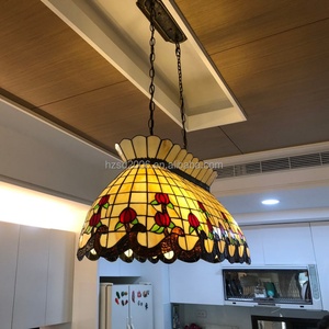 Lámpara Colgante Tiffany de 32'' para Mesa de Billar, Lámpara de Araña de Vidrio con 6 Luces LED para Mesa de Póker - Product Image 3