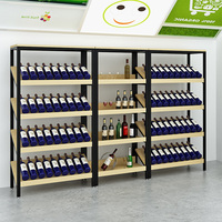 Bestseller Supermarkt Schräg-Displayregal Stahl-Holz Getränke- und Weinregal Obst-Ladenregal