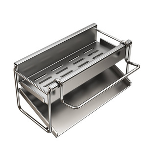 Escurridor de acero inoxidable con diseño colgante para almacenamiento en el fregadero de la cocina y organizador de paños de cocina, tipo cuadrado de varias capas - Product Image 1