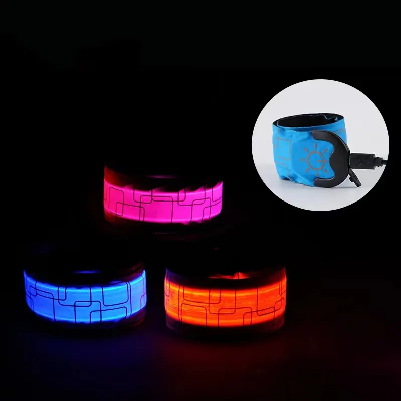 Night Run light Sports de plein air brassard Led bracelet USB charge clapet lueur dans le noir bracelet fête décoration ensemble