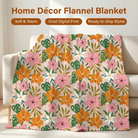 Couverture florale moderne à tons chauds, vente en gros directe d'usine, utilisable en toutes saisons, emballée sous vide dans un sac OPP, style vintage pour les fêtes