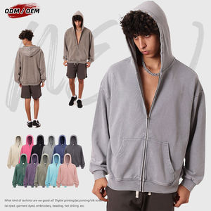 Sudadera con Capucha para Hombre, 430 g/m², 100% Algodón, Cierre YKK, Estilo Batik, Lavado Vintage, para Invierno - Product Image 1