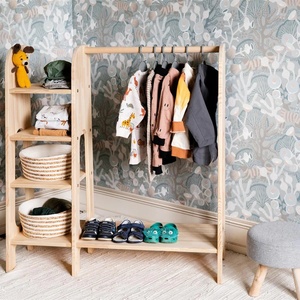 <span class=keywords><strong>Porte</strong></span>-vêtements <span class=keywords><strong>Montessori</strong></span> pour enfants avec étagère <span class=keywords><strong>Porte</strong></span>-vêtements en bois pour tout-petits Rangement pour vêtements pour enfants - Product Image 5