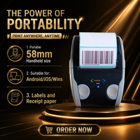 Printer Thermal Mini Portabel 58mm Bluetooth 2 Inci Nirkabel Genggam untuk Label, Barcode, dan Stiker, Kompatibel dengan Android dan iOS