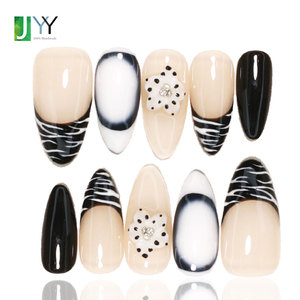 <span class=keywords><strong>Uñas</strong></span> Postizas <span class=keywords><strong>de</strong></span> Gel Acrílico Hechas a Mano al por Mayor, Diseño Blanco y Negro, Punta <span class=keywords><strong>de</strong></span> Uña Almendrada, Estampado <span class=keywords><strong>de</strong></span> <span class=keywords><strong>Cebra</strong></span> Animal, <span class=keywords><strong>Uñas</strong></span> Hechas a Mano <span class=keywords><strong>de</strong></span> Alta Calidad - Product Image 1