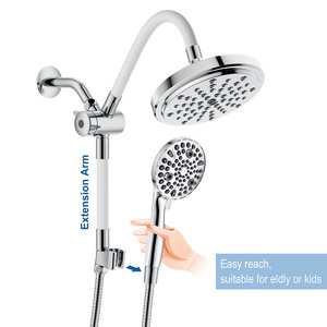 Juego de Ducha de Estilo Americano con Desviador de Tres Vías, Cabezal de Ducha Superior Presurizado y de Mano, Función de Lluvia, Cromado, Fácil de Limpiar - Product Image 5