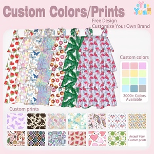 Abito Casual per Ragazze 2-12 Anni con Stampa Personalizzata, Halter, 4 Strati, Volant, Lunghezza al Ginocchio, Spalline Sottili, Eco-Friendly - Product Image 3