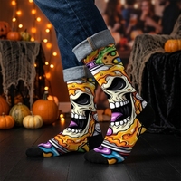 Chaussettes fantaisie pour Halloween, mi-mollet, imprimées en 3D, tricotées, décontractées, pour fêtes