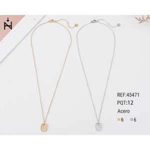 Collana con Ciondolo a Ovale Angelina Placcata Oro e Argento con Cristallo, Gioiello alla Moda Unisex, Regalo con Catena a Serpente 45471 - Product Image 3