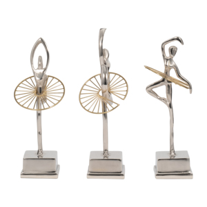Statuette scultoree in metallo di ballerine per decorazioni domestiche, ornamenti eleganti per bagno, ufficio, scrivania, soggiorno. - Product Image 3